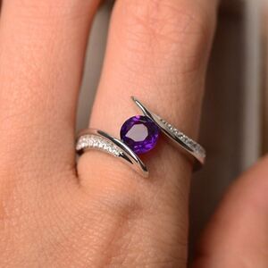 Amethyst Purple Zircon Gemstone Engagement Ring